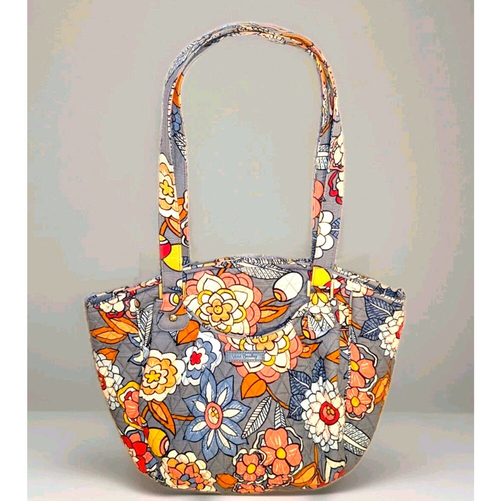 Vera Bradley Glena Tropical Evening Handbag Purse Hobo Double Strap Pocket Clean
